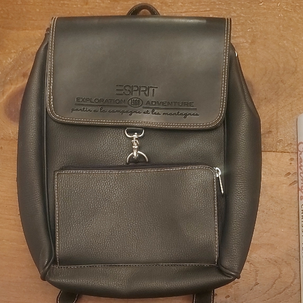 SOLD Esprit Black Leather Womans Backpack